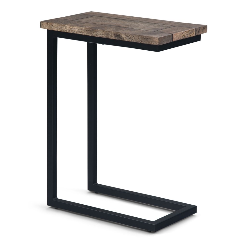Brown and Black Solid Wood and Iron End Table - 24-inch