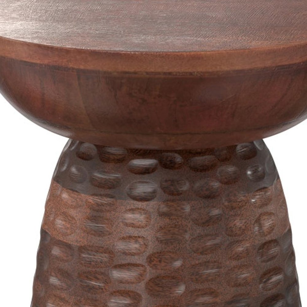 Brown Solid Wood Round End Table - 18-inch