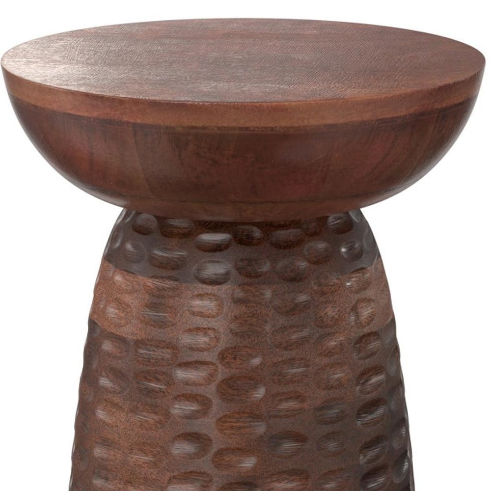 Brown Solid Wood Round End Table - 18-inch