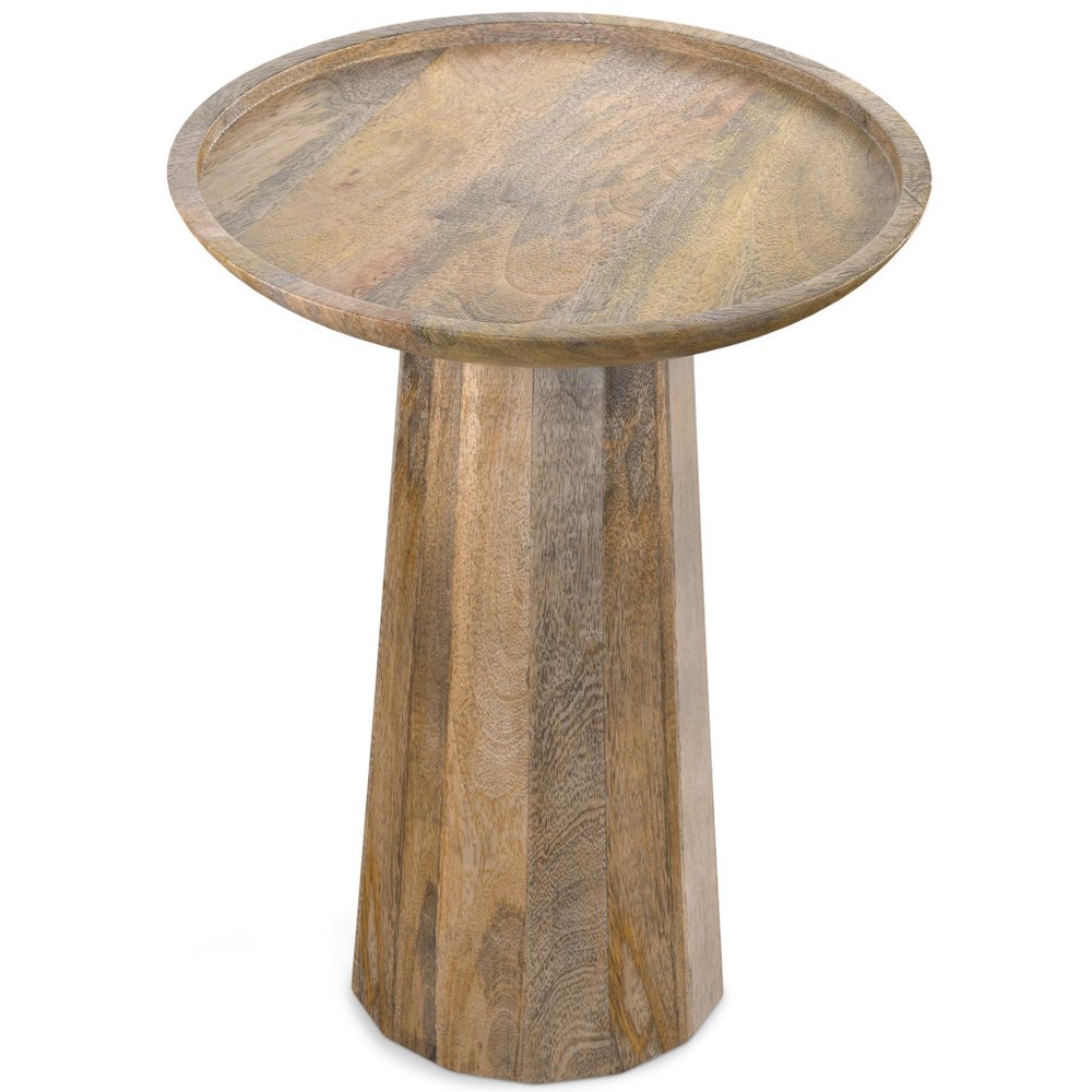 Natural Solid Wood Round Pedestal End Table - 19-inch