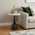 White and Black Marble and Aluminum Round Pedestal End Table - 20-inch