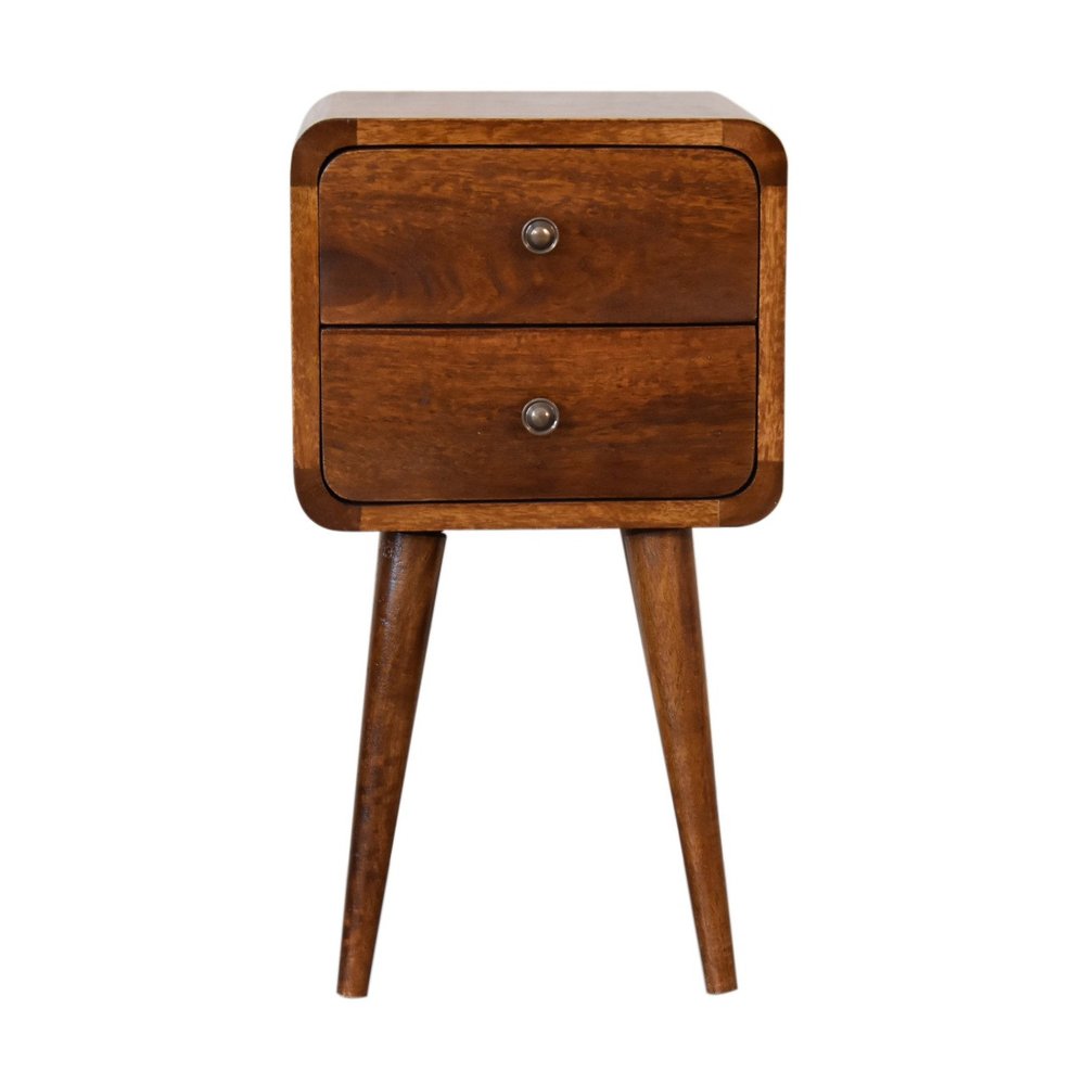 Brown Solid Wood Two Drawer Nightstand - 22-inch