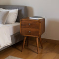 Brown Solid Wood Two Drawer Nightstand - 22-inch