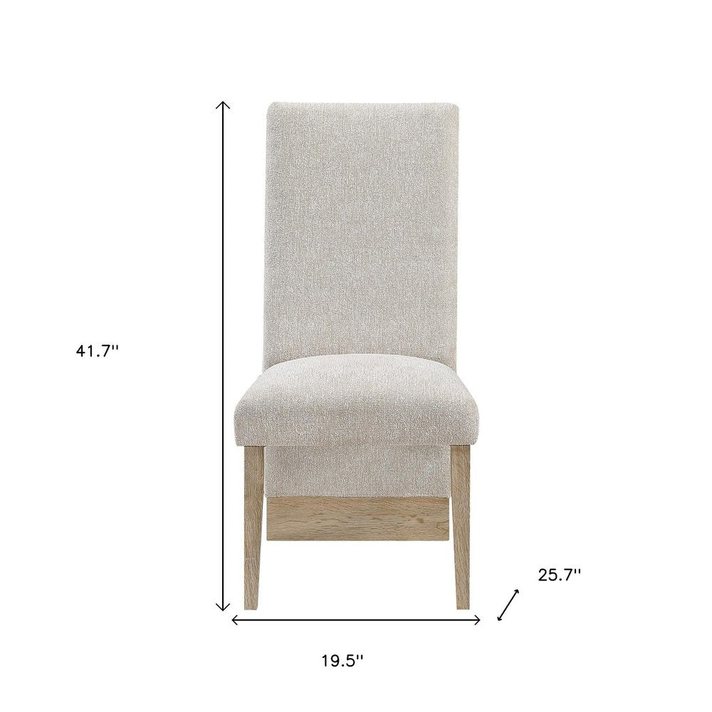 Set of Two Beige and Natural Upholstered Dining Side Chairs