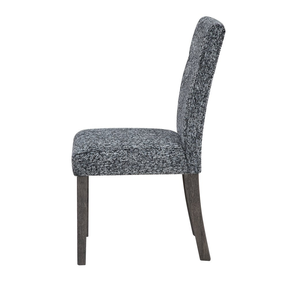 Set of Two Gray and Brown Upholstered Dining Side Chairs