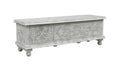 White Solid Wood Medallion Storage Ottoman - 54-inch