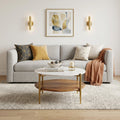 White Antiqued Brass and Natural Marble and Aluminum Round End Table with Shelf