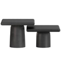 Set of Two Graphite Distressed Aluminum Square Pedestal End Tables