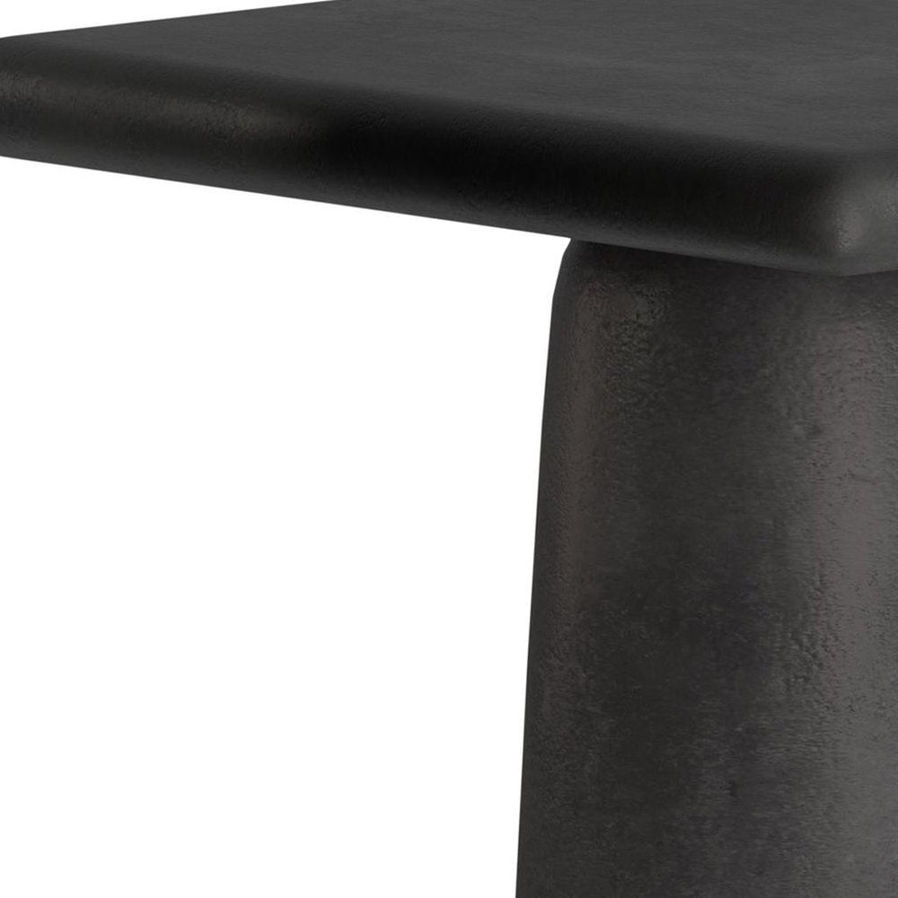 Set of Two Graphite Distressed Aluminum Square Pedestal End Tables