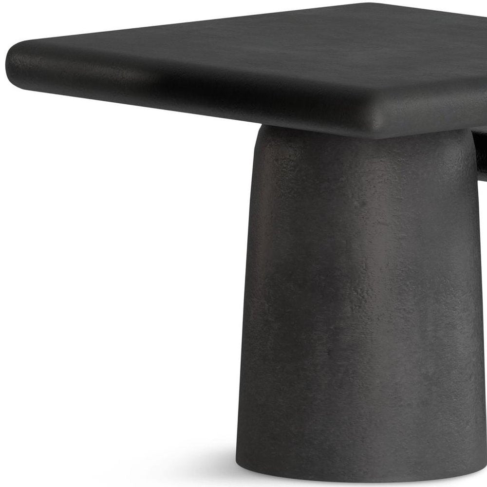 Set of Two Graphite Distressed Aluminum Square Pedestal End Tables