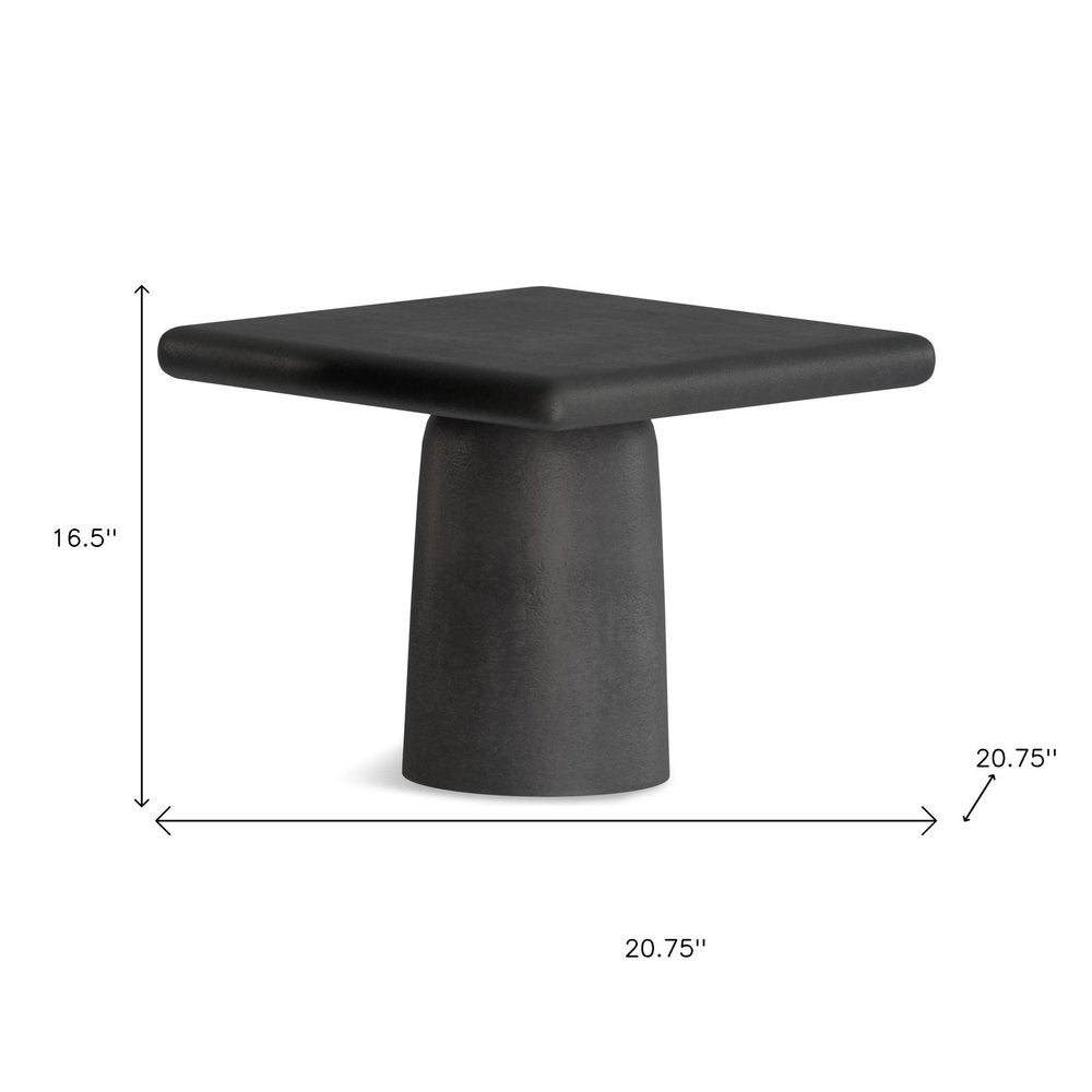 Set of Two Graphite Distressed Aluminum Square Pedestal End Tables
