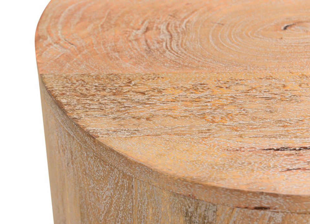 Set of Three Brown Solid Wood Round Solid Furniture Set