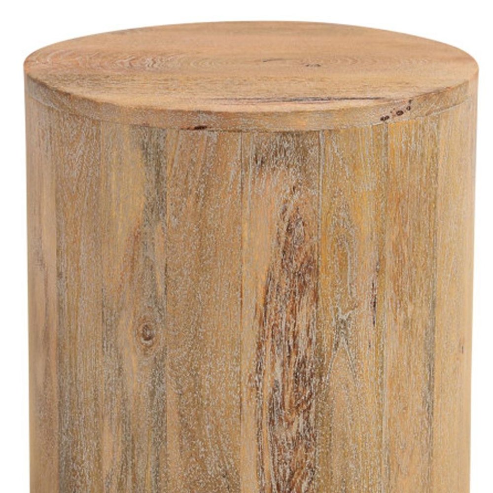 Set of Three Brown Solid Wood Round Solid Furniture Set