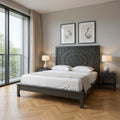 Three Piece Black Solid Wood Bedroom Set