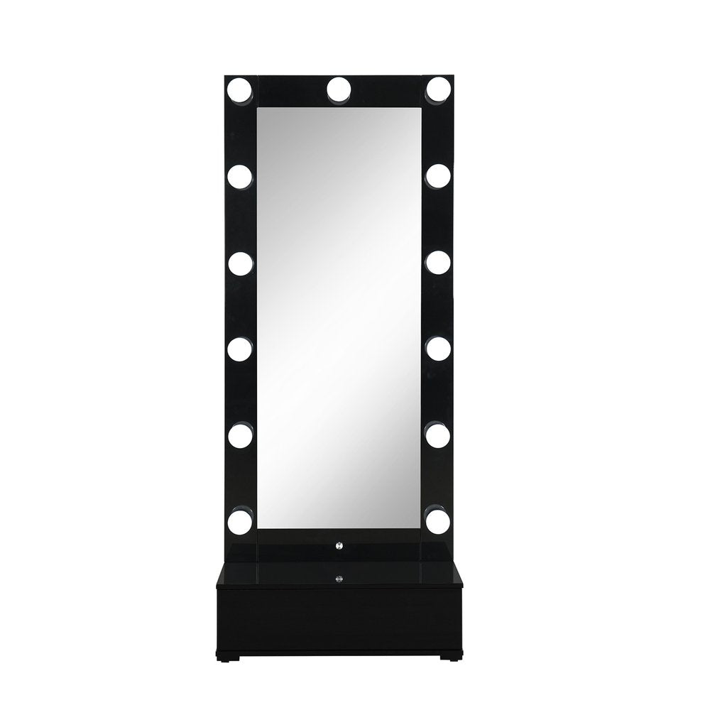 Black Wood Lighted Freestanding Framed Full Length Mirror - 74-inch