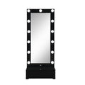 Black Wood Lighted Freestanding Framed Full Length Mirror - 74-inch