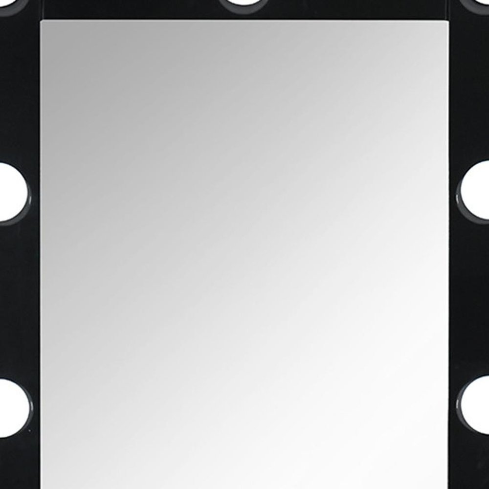 Black Wood Lighted Freestanding Framed Full Length Mirror - 74-inch