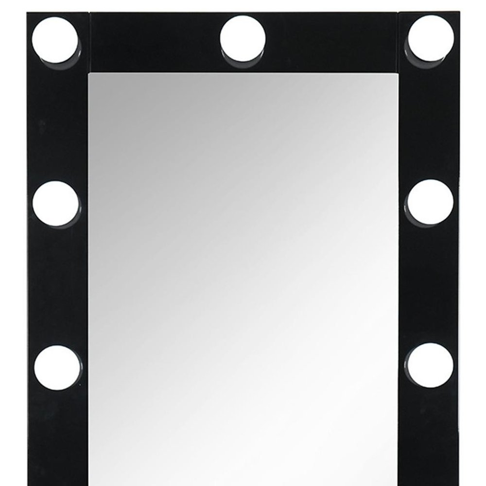 Black Wood Lighted Freestanding Framed Full Length Mirror - 74-inch