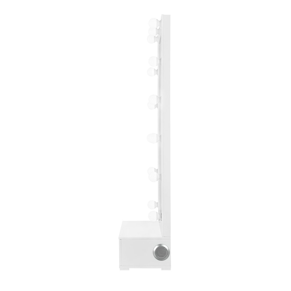 White Wood Lighted Freestanding Framed Full Length Mirror - 74-inch