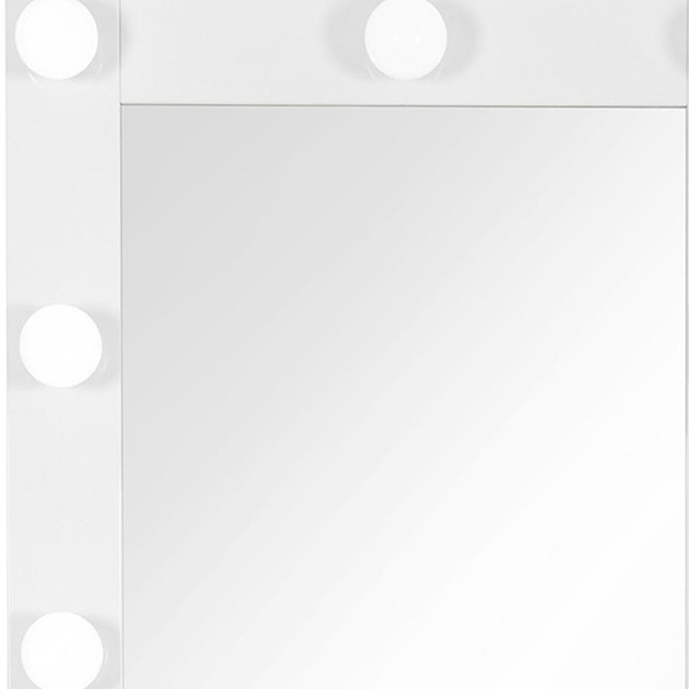 White Wood Lighted Freestanding Framed Full Length Mirror - 74-inch