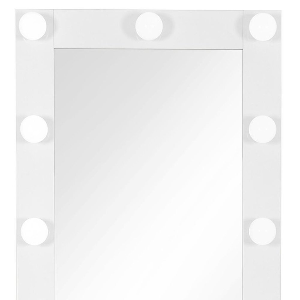 White Wood Lighted Freestanding Framed Full Length Mirror - 74-inch