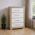Natural and White Wood Four Drawer Dresser - 31-inch