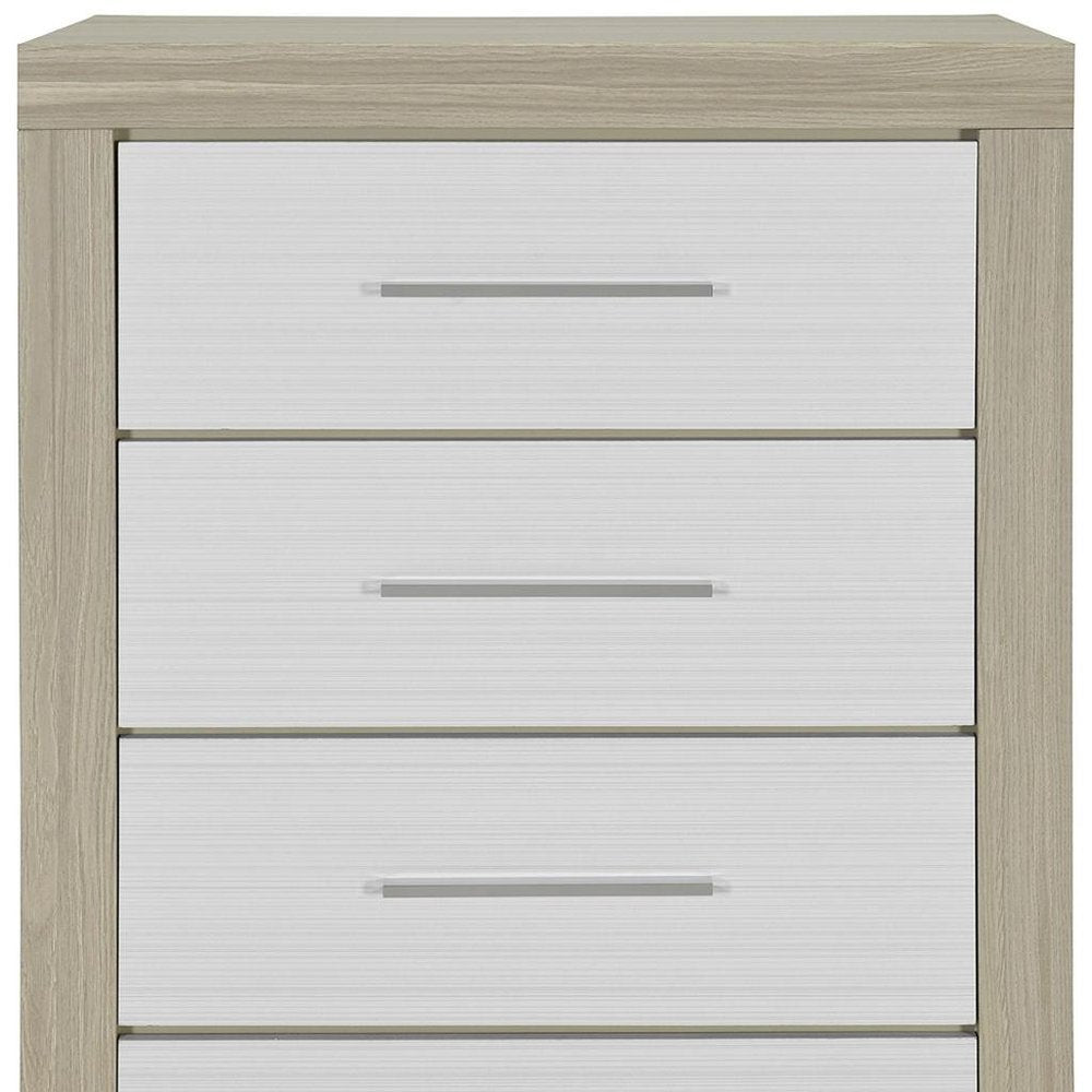 Natural and White Wood Four Drawer Dresser - 31-inch