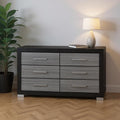 Black and Gray Wood Six Drawer Double Dresser - 63-inch
