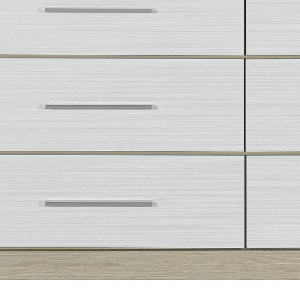 Natural and White Wood Six Drawer Double Dresser - 63-inch