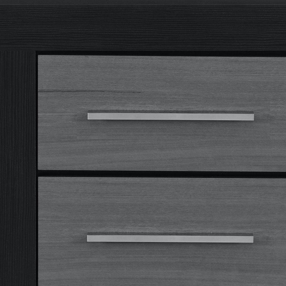 Black and Gray Wood Square Two Drawer Nightstand - 23-inch