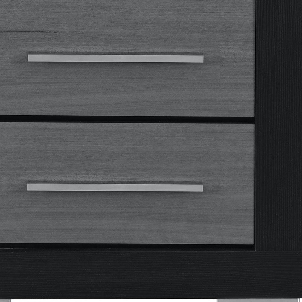 Black and Gray Wood Square Two Drawer Nightstand - 23-inch
