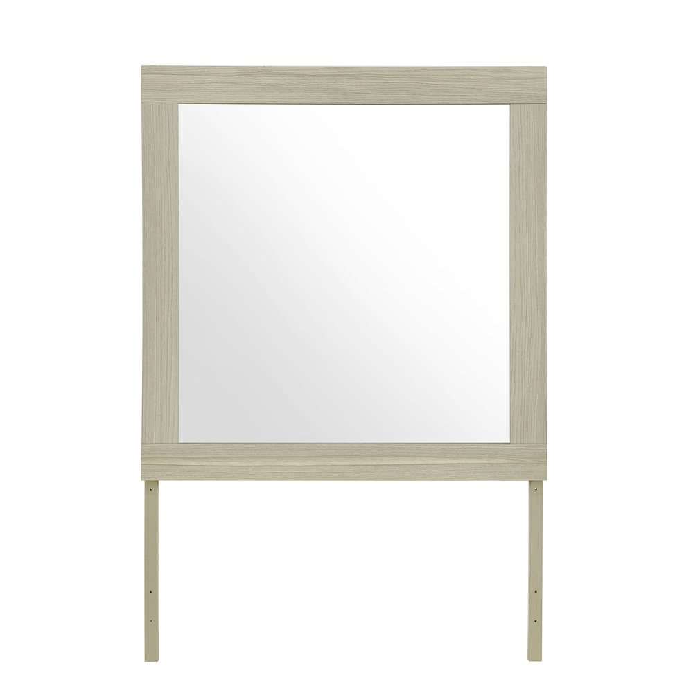 Natural Wood Square Frame Mounted Dresser Mirror - 35-inch