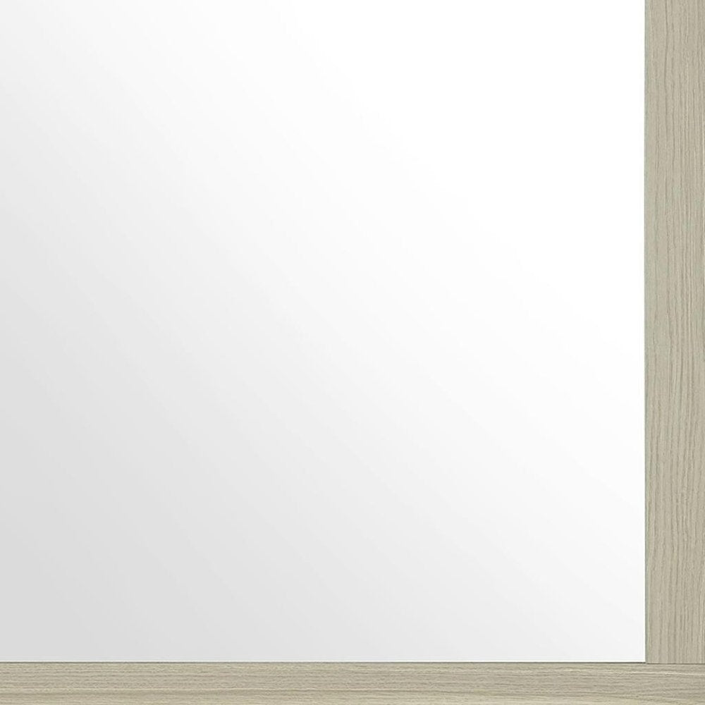Natural Wood Square Frame Mounted Dresser Mirror - 35-inch