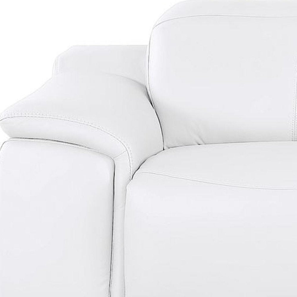 Beige Top Grain Leather Reclining USB Sofa - 107-inch