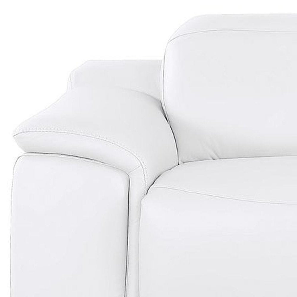 Beige Top Grain Leather Reclining USB Sofa - 107-inch