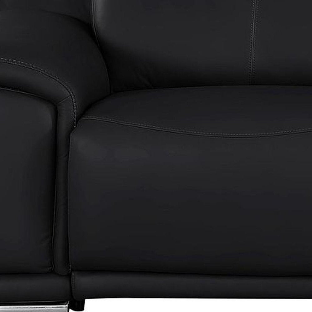 Beige Top Grain Leather Reclining USB Sofa - 107-inch