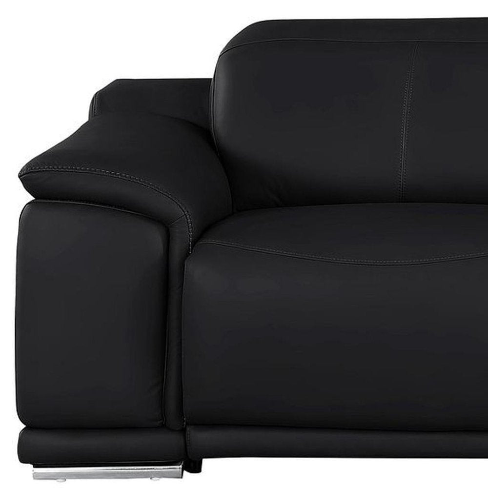 Beige Top Grain Leather Reclining USB Sofa - 107-inch
