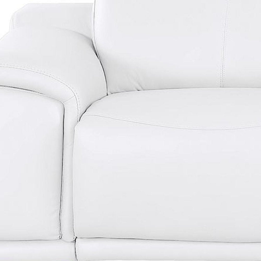 Beige Top Grain Leather Reclining USB Sofa - 107-inch