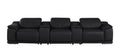 Black Top Grain Leather Reclining USB Sofa and Storage - 134-inch