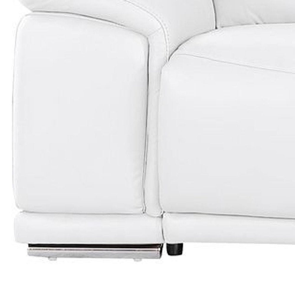 Black Top Grain Leather Reclining USB Sofa and Storage - 134-inch