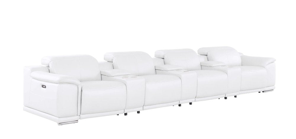 Black Top Grain Leather Reclining USB Sofa and Storage - 175-inch