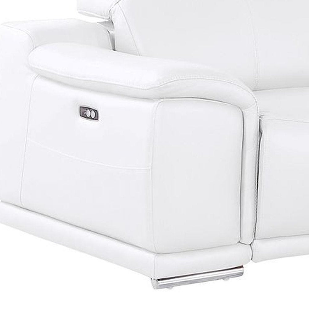 Black Top Grain Leather Reclining USB Sofa and Storage - 175-inch
