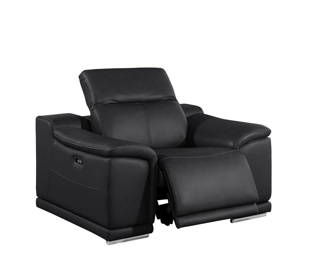 Beige Genuine Leather Wall Hugger Power Recliner with USB - 39-inch