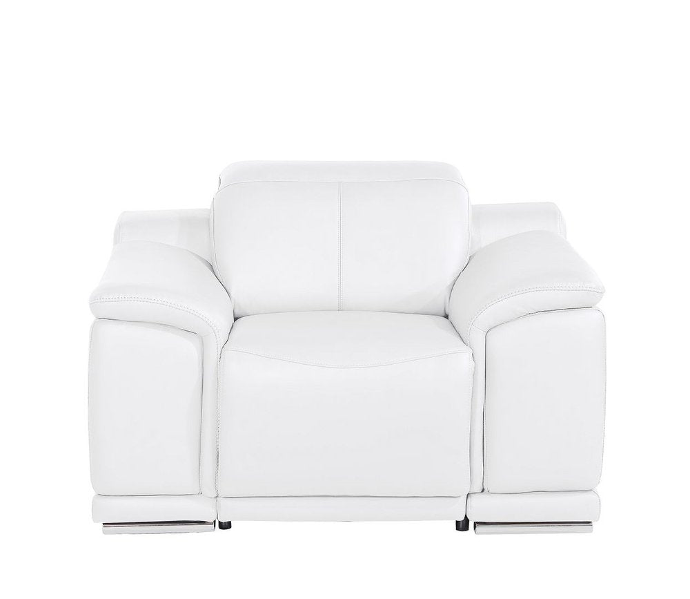 Beige Genuine Leather Wall Hugger Power Recliner with USB - 39-inch