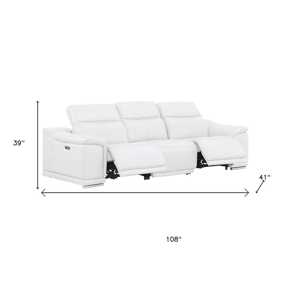 Two Piece White Genuine Leather Four Person Seating Set