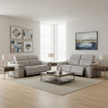 Three Piece Ash Gray Genuine Leather Five Person Seating Set