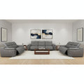 Two Piece Battleship Gray Genuine Leather Five Person Seating Set