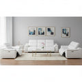 Two Piece White Genuine Leather Five Person Seating Set