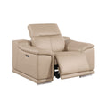 Three Piece Beige Genuine Leather Six Person Seating Set