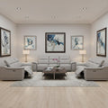 Three Piece Ash Gray Genuine Leather Five Person Seating Set
